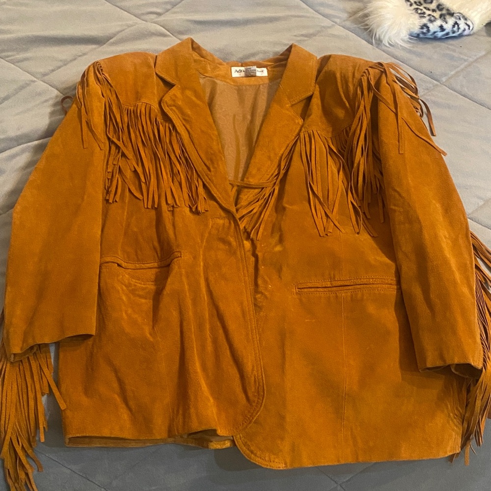 Genuine Leather! Tan Fringe Blazer